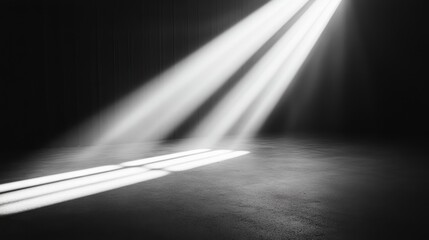 A mesmerizing, straight, white light beam slices through space, originating from the left, commanding attention at the heart of this captivating scene