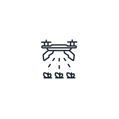 Drone watering plants icon vector illustration. quadcopter for Agriculture.
