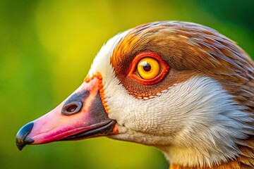 Egyptian Goose Portrait:  Close-up of Wild Bird Eye, Nature Wildlife Photography