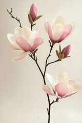 This striking presentation of pink magnolia flowers reflects beauty and elegance, embodying the essence of nature's art.