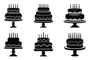 Birthday cake silhouette vector Bundle.