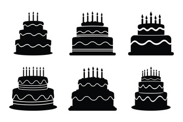 Birthday cake silhouette Bundle.