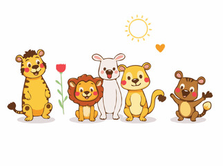 Playful Animal Characters in Colorful Vector Illustrations