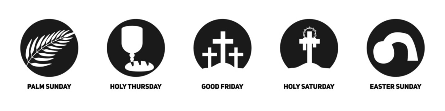 Set of Holy Week icons. Vector