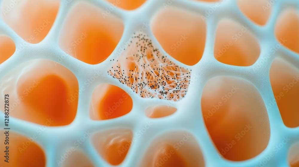 Poster Ocean acidification idea. Close-up of a cellular structure highlighting organic patterns and textures.