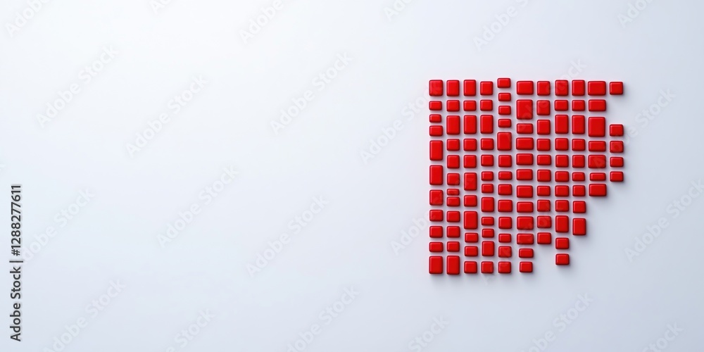 Poster cholesterol levels screening concepts. mosaic heart shape created with red tiles on a light backgrou