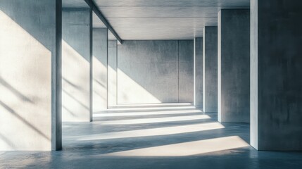 Obraz premium Modern minimalist interior with natural light and shadows