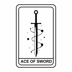 Elegant Flat Tarot Card Ace of Swords