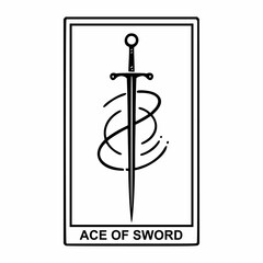 Black and White Elegant Tarot Ace of Swords