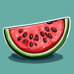 Bright and Juicy Watermelon Slice with Seeds on a Colorful Background