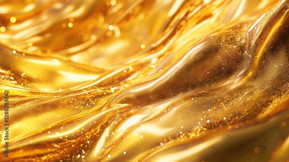 Poster shimmering golden waves create an elegant display of light and texture