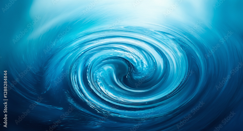 Poster a mesmerizing image of a swirling vortex in shades of blue, creating a dynamic and abstract visual. 