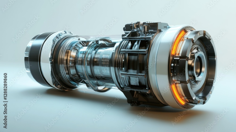 Poster detailed view of a futuristic jet engine component showcasing intricate design and technology