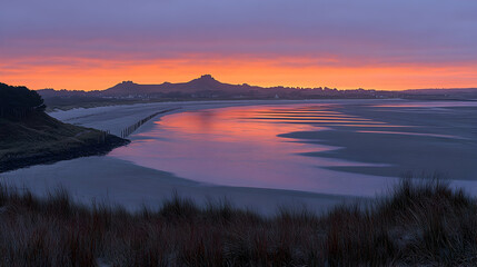 Fototapeta premium Coastal Sunrise, Calm Waters