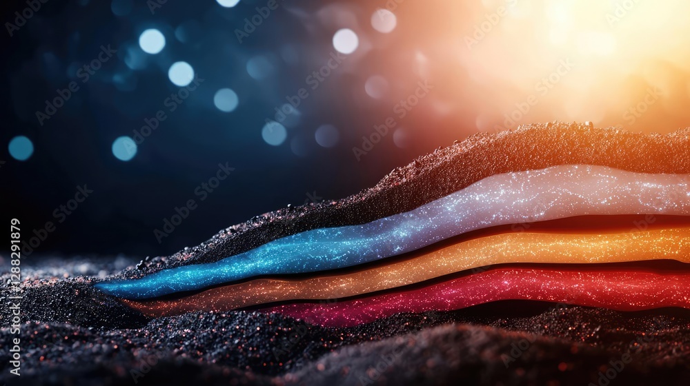 Poster Weathering process concept. Abstract waves of vibrant colors create a visually striking, textured background.