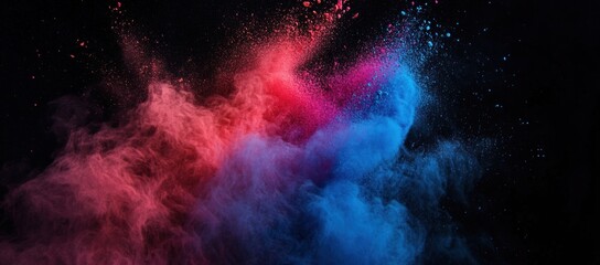 Fototapeta premium Abstract Red and Blue Powder Explosion