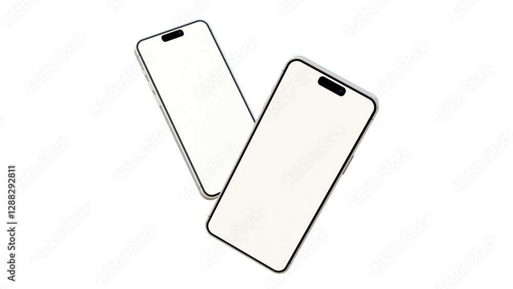 Poster blank screen smartphone mock up on a isolated background. empty screen mobile phone mock up for pres