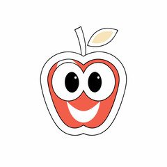 Happy Red Apple Cartoon: Big Eyes.