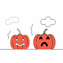 Halloween Pumpkins: Cute Cartoon Orange Gourds, Autumn, Spooky.