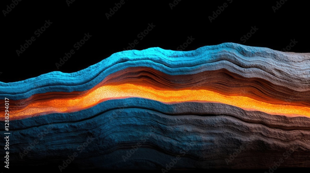 Poster weathering process idea. a stunning abstract landscape featuring vibrant layers of colors and textur