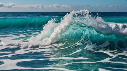 Obraz premium Turquoise Ocean Waves with White Foam Patterns