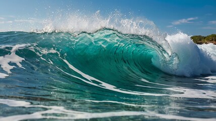 Turquoise Ocean Waves with White Foam Patterns
