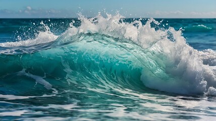 Obraz premium Turquoise Ocean Waves with White Foam Patterns