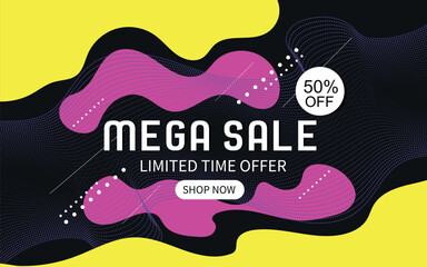 Fototapeta premium Mega sale banner template design for web or social media, Modern sale poster. discount sale banner 