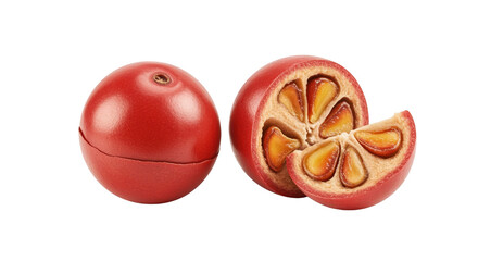 Analyzing Whole and Cut Tamarillo Fruits on a Dark Background