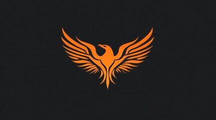 Obraz premium Fiery Phoenix Logo Design, Dark Background