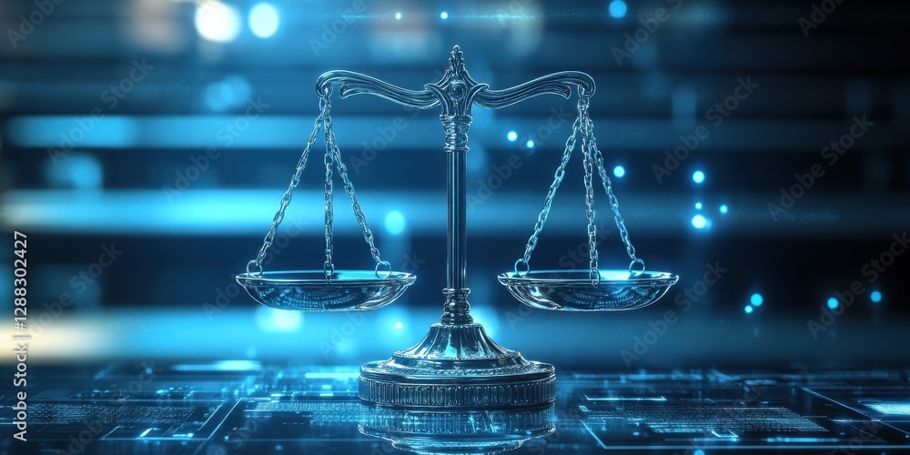 Poster distorted balance in ai visualizing bias through digital art and virtual analysis