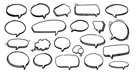 A hand-drawn speech bubble set with a playful and friendly design, perfect for casual e-commerce promotions.
