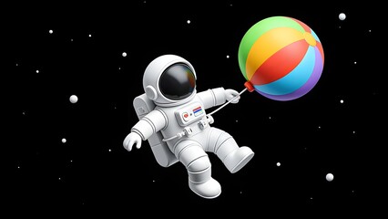 Naklejka premium The child-interested astronaut who floats in the universe