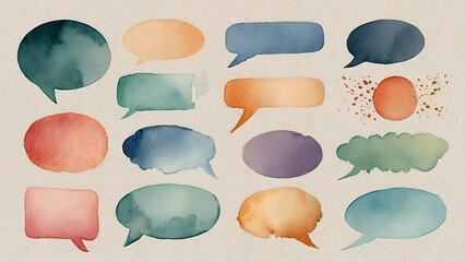 A watercolor speech bubble set with soft textures, great for stylish and natural e-commerce designs.