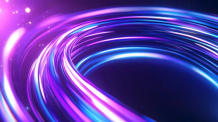Flowing curves and particles 3D rendering, abstract blue modern background