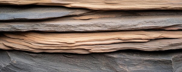 Weathering process idea. Close-up view of layered stone textures showcasing natural patterns and colors.