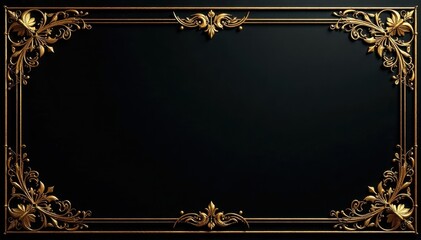 Intricate gold threadwork on deep black backdrop, brocade, threads