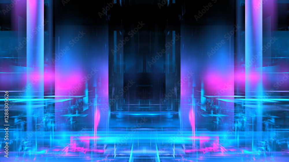 Poster artwork displays a captivating blend of blue and pink hues creating a mesmerizing visual effect remi