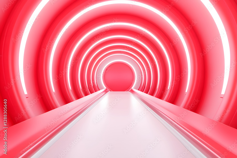 Poster 3d rendering of sci-fi stretch background, corridor inside space station or spaceship concept illust