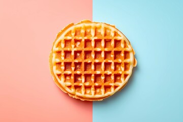 Illustrated waffles with honey drizzle and powdered sugar, perfect for food blogs, breakfast promotions, and digital menus, styled as a retro cookbook drawing