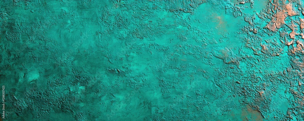 Poster Weathering process idea. Abstract teal texture with subtle patterns and copper highlights for creative projects.
