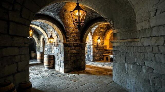 Explore Historic Wine Cellar Vaults, Discover Timeless Stone Arches, Ambient Lighting, and Vintage Barrels in a Captivating Tour