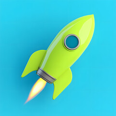 3D accelerating rocket, World Space Day science and technology concept illustration