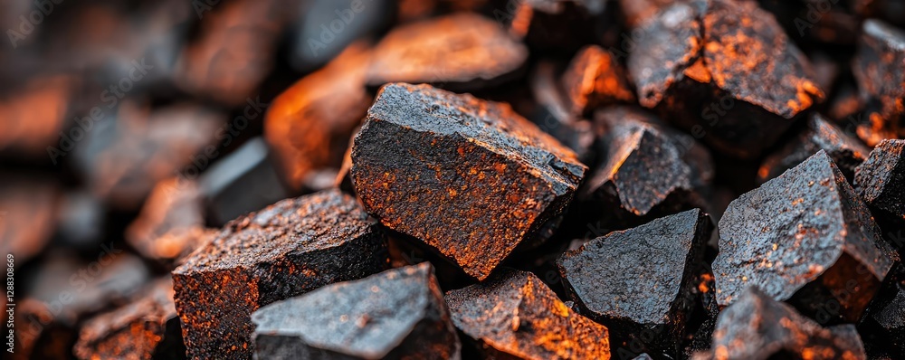 Aufkleber Weathering process concept. High-quality image of coal pieces showcasing texture and color variations.