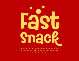 Fototapeta premium Vector Bright Badge Fast Snack. Festive Handwritten Font. Funny Alphabet Letters and Numbers.