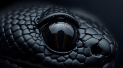 Fototapeta premium A close-up of a black snake's eyes looks scary.