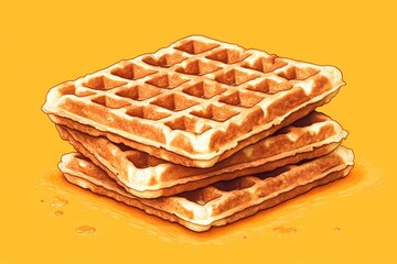 Hand-drawn waffle illustration with rich textures, ideal for restaurant menus, food packaging, and recipe books, presented in a vintage culinary sketch style
