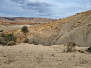 Dry valley under the mountains Tiaret Algeria