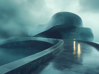 Dramatic Architectural Detail of the Iconic Guggenheim Museum Bilbao with Its Futuristic Metallic...