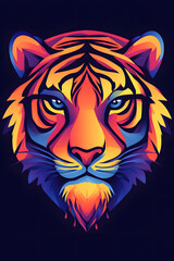 Fototapeta premium Golden national trend twelve zodiac sign tiger, traditional decorative pattern cartoon image concept illustration